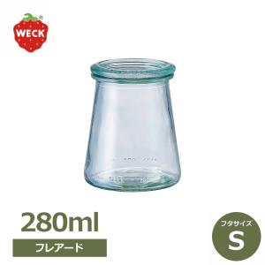WECK フレアード 280ml 新サイズ ウェック WE-560 キャニスター 煮沸密閉できるガラス保存瓶 密封容器 フタSサイズ グラタン スープ オーブン料理 弁当 イチゴ柄