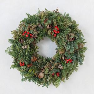 クリスマス リース 30cm モミの木 生リー...の詳細画像2