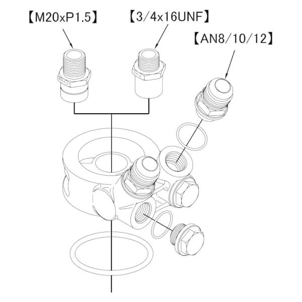 【TRUST/トラスト】 オイルクーラー用 オイルブロック STD ASSY M20XP1.5 AN...
