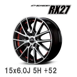 【MID】 SCHNEDER RX27 15x6.0J +52 114 5H ブラックメタリックポリッシュ＋アンダーカットレッドクリアー アルミホイール 4本セット｜vigoras