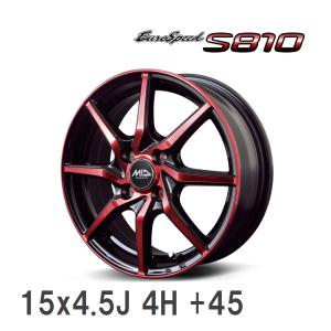 【MID/マルカサービス】 EUROSPEED S810 15x4.5J +45 100 4H ブラックポリッシュ＋レッドクリア アルミホイール 4本セット｜vigoras