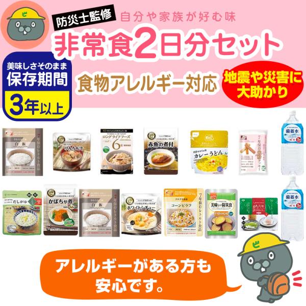 コロナ対策 防災士監修【備蓄食料アレルギー重点セット2日分】食品 非常食 災害 備蓄 食料 保存 地...