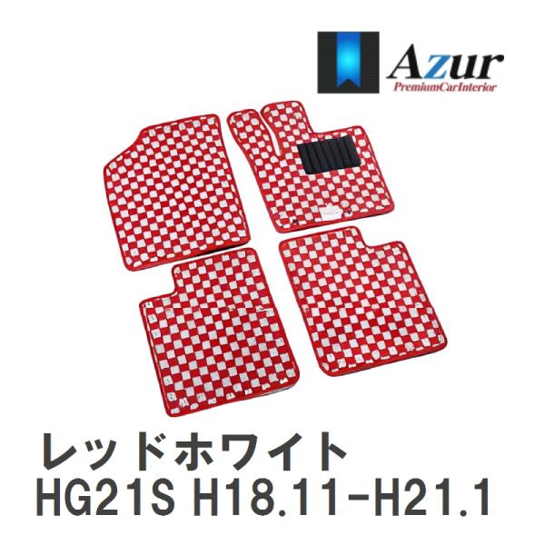 【Azur】 デザインフロアマット レッドホワイト スズキ セルボ HG21S H18.11-H21...