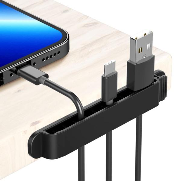 PZOZ 3個入り ケーブルホルダー PC製 ケーブルクリップ 11穴 充電ケーブル 固定 USB ...