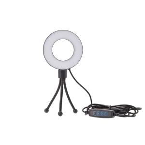 エツミ リングライト VLOG LEDリングライト 3.5インチ + ミニ 三脚セット 外径 9cmコンパクトな卓上サイズブラック VE-2