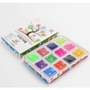 スタンプ台 カラフル 12色セット 水性 インク 指紋アート