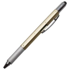便利な6つの機能 6in1 多機能ペン ボールペン スタイラスペン ものさし 水平器 プラスドライバー マイナスドライバー （ゴールド） P