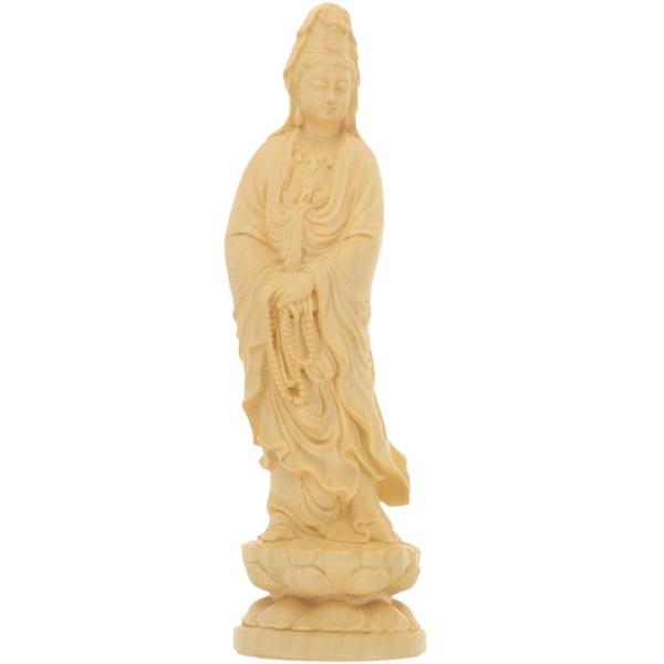 EXCEART 仏像 観音像 観音菩薩 立像 木彫り 観音彫刻 装飾 仏教 小さい
