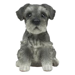 リアルなミニチュアシュナウザー子犬の彫像高さ15.9cm動物犬