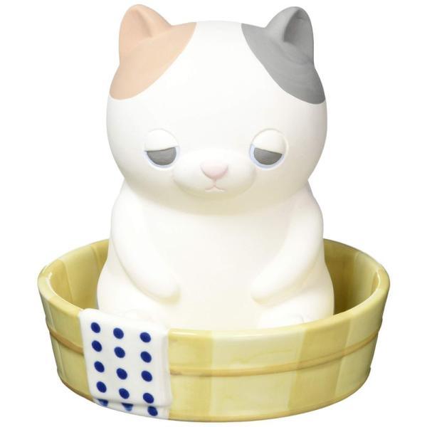 りぶはあと 素焼き加湿器 銭湯 ねむねむアニマルズ ミケネコのゆず ポット本体:約W8xD8xH11...