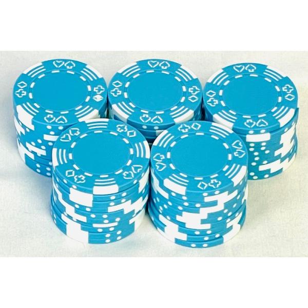 ポーカーチップばら売り50枚単位11色 カジノチップ マージャン (水色) 麻雀