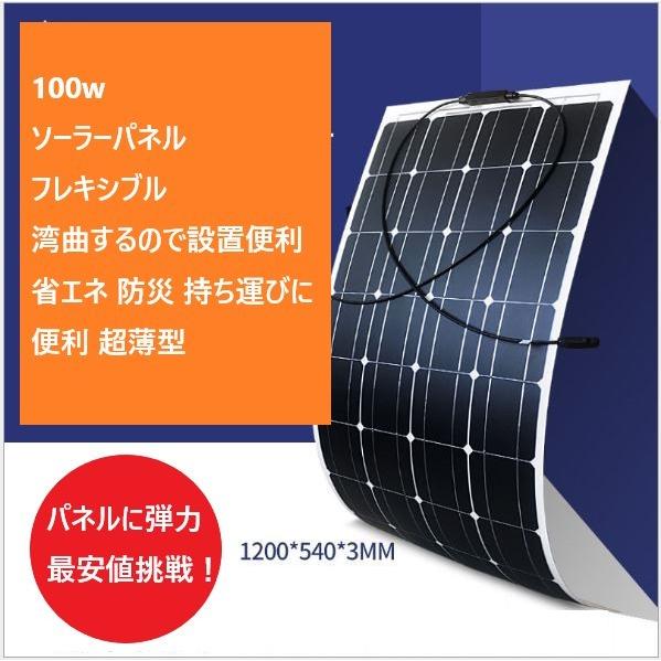 ソーラーパネル 100W フレキシブル ソーラーチャージャー 単結晶 曲げ可能 太陽光発電 防水 防...