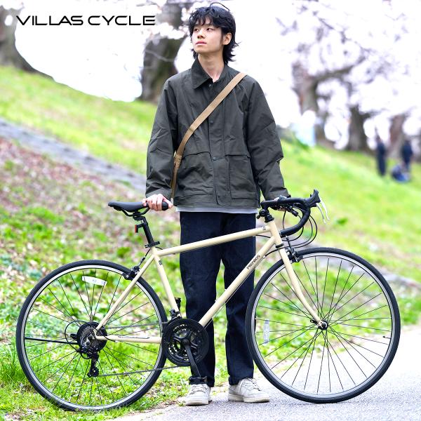 VILLAS CYCLE ロードバイク 自転車 700×28C シマノ21段変速 初心者 ワイヤー錠...