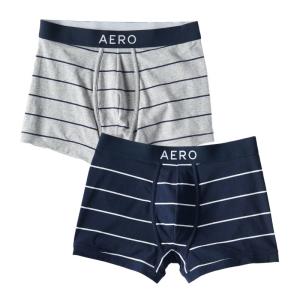 エアロポステール AEROPOSTALE メンズ Men's ボクサーパンツ 2枚セットThin Stripe Knit Trunks ネイビー ライトグレー ストライプ｜vinaoutfitters