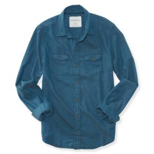 エアロポステール AEROPOSTALE メンズ Men's 長袖 シャツ Long Sleeve Solid Woven Shirt ブルー Blue｜vinaoutfitters