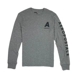 エアロポステール AEROPOSTALE メンズ Men's 長袖 Tシャツ ロンT Long Sleeve Aero NYC Graphic Tee グレー｜vinaoutfitters