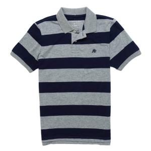 エアロポステール AEROPOSTALE メンズ Mens 半袖 ポロシャツ Striped Jersey Polo ミディアムグレー ネイビー Medium Grey Navy｜vinaoutfitters