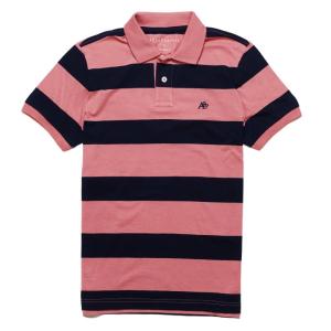 エアロポステール AEROPOSTALE メンズ Mens 半袖 ポロシャツ Striped Jersey Polo ピンク ネイビー Pink Navy｜vinaoutfitters