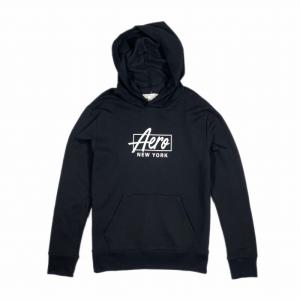 エアロポステール AEROPOSTALE メンズ Men's プルオーバー フーディ パーカー Aero New York Box Pullover Hoodie ブラック Black｜vinaoutfitters