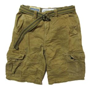 返品不可(エアロポステール)AEROPOSTALE ショートカーゴパンツ Belted Destroyed Cargo Shorts サンダルウッド Sandal Wood ベルト付｜vinaoutfitters