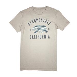 エアロポステール AEROPOSTALE メンズ Men's 半袖 Tシャツ Camo Bear Graphic Tee ウェイファーラーグレー｜vinaoutfitters