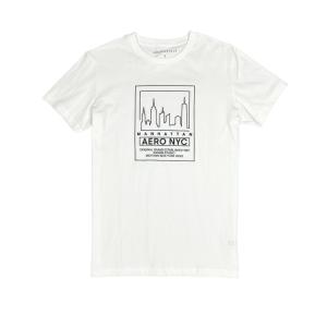 エアロポステール AEROPOSTALE メンズ Men's 半袖 Tシャツ Aero Manhattan Skyline Sketch Logo Graphic Tee ホワイト｜vinaoutfitters