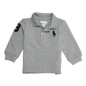 ラルフローレン RALPH LAUREN ベビー 男の子 長袖 ポロシャツ Cotton Mesh Polo Shirt アンドーバー ヘザー Andover Heather｜vinaoutfitters