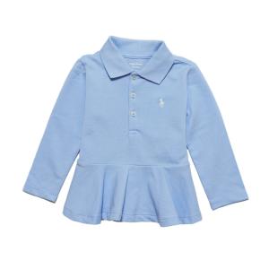 ラルフローレン RALPH LAUREN ベビー 女の子 長袖 ポロシャツ Peplum Piqu? Polo Shirt エリート ブルー Elite Blue｜vinaoutfitters