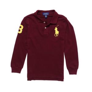 ポロ ラルフローレン POLO RALPH LAUREN ボーイズ Boys 長袖 ポロシャツ Cotton Mesh Polo Shirt クラシック ワイン Classic Wine｜vinaoutfitters