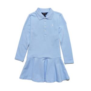 ポロ ラルフローレン POLO RALPH LAUREN ガールズ Girls 長袖 ポロシャツ ドレス Stretch Mesh Polo Dress エリート ブルー Elite Blue｜vinaoutfitters