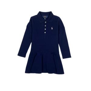 ポロラルフローレン POLO RALPH LAUREN ガールズ 女の子 Girls 長袖 ポロシャツ ドレス Stretch Mesh Polo Dress ネイビー Navy｜vinaoutfitters