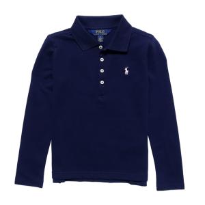 ポロ ラルフローレン POLO RALPH LAUREN ガールズ Girls 長袖 ポロシャツ Stretch Cotton Mesh Polo Shirt フレンチ ネイビー French Navy｜vinaoutfitters