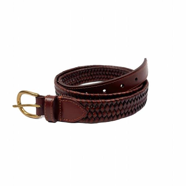 ジェイクルー J.Crew メンズ Men's イタリアンレザー使用 編み込みストレッチベルト Wo...