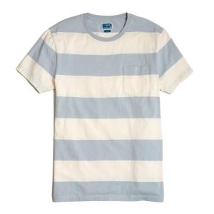 ジェイクルー J.Crew 半袖Tシャツ Slim Surf Stripe T-Shirt グレイジャーブルー Glacier Blue｜vinaoutfitters