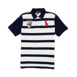 ポロ ラルフローレン POLO RALPH LAUREN ボーイズ BOYS 半袖 ポロシャツ ビッグポニーBig Pony Striped Cotton Mesh Polo Shirt ネイビー Navy｜vinaoutfitters