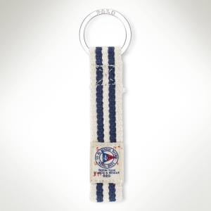 (ポロ ラルフローレン)POLO RALPH LAUREN キーリング Striped Key Fob クリーム/ネイビー Cream/Navy｜vinaoutfitters