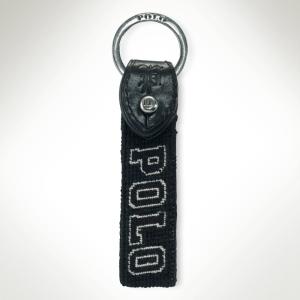 (ポロ ラルフローレン)POLO RALPH LAUREN キーリング "Polo" Needlepoint Key Fob ブラック/クリーム Black/Cream｜vinaoutfitters