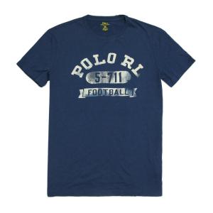 返品不可(ポロ ラルフローレン)POLO RALPH LAUREN 半袖Tシャツ Custom-Fit Football T-Shirt ネイビー Rustic Navy｜vinaoutfitters