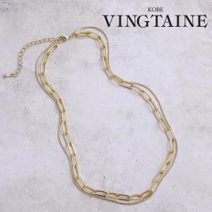 2連チェーンチョーカー　ネックレス　ショートネックレス　短め　シンプル　C3263