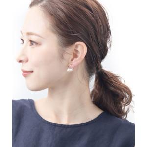 ダブルパール付きリングノンホールピアス 樹脂イ...の詳細画像2