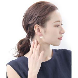 ダブルパール付きリングノンホールピアス 樹脂イ...の詳細画像3