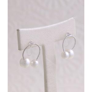 ダブルパール付きリングノンホールピアス 樹脂イ...の詳細画像5