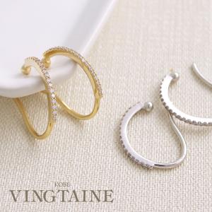 ストーンイヤーカフ　キュービックジルコニア　イヤーフック　イヤリング　フック