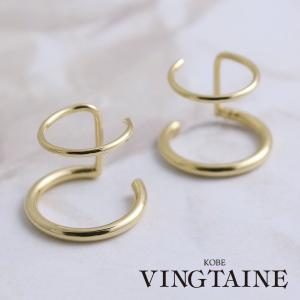 【片耳販売】2連風シンプルイヤーカフ　片耳 イヤカフ イヤーフック カジュアル シンプル お洒落 E2101  レディース イヤカフ