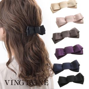 バレッタ　リボン　シンプル　ヘアクリップ　Mサイズ　パーティー　結婚式H-320 アクセサリーSHOP レディース かわいい 大人っぽい