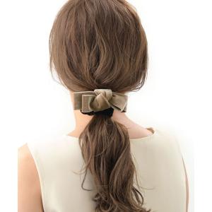 ヘアゴム ベロア リボン シンプル ヘアアクセ...の詳細画像2