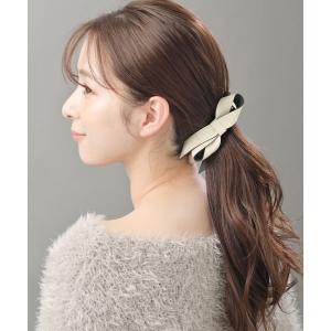 リボン バナナクリップ フェイクレザー ヘアク...の詳細画像1