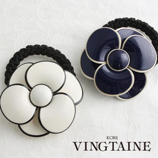 ヘアゴム　カメリア　ビッグ　エナメル調　フラワー　デイリー　立体　ヘアアクセサリー H7105 レデ...