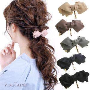 ポニーフック ヘアカフ グログラン リボン ヘアゴム ヘアフック ヘアカフス 上品 大人可愛い ヘアアクセサリー  H7289