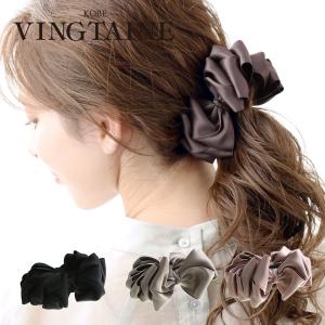 バナナクリップ リボン フリル 大きめ 可愛い ヘアアクセサリー ヘアクリップ 大人っぽい 上品 かわいい レディース H7366　爆買｜VINGTAINE